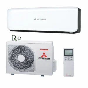 Комплект инверторен климатик Mitsubishi Heavy Industries SRK-ZS-WB в цвят Black White с хладилен агент R32. Включва вътрешно тяло, външно тяло и дистанционно управление за модели SRK20ZS-WB, SRK25ZS-WB, SRK35ZS-WB, SRK50ZS-WB.